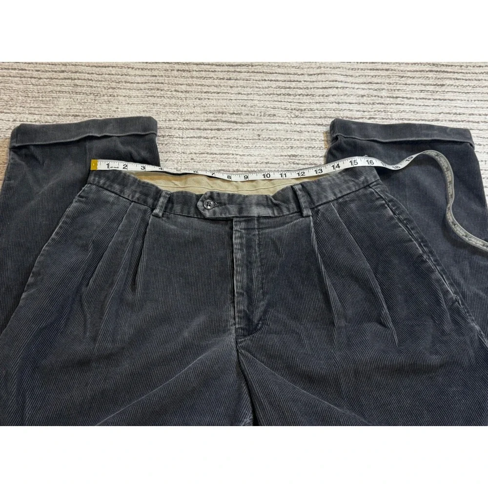 Vintage Dockers Black Corduroy Pleated Cuffed Pants Mens 34x29 Made in DR